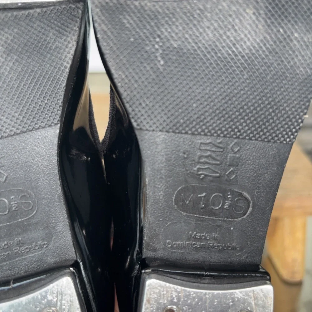 M 10.5 S Black Patent Vegan Leather Upper So Danca Child Tap Shoes Hook &Loop